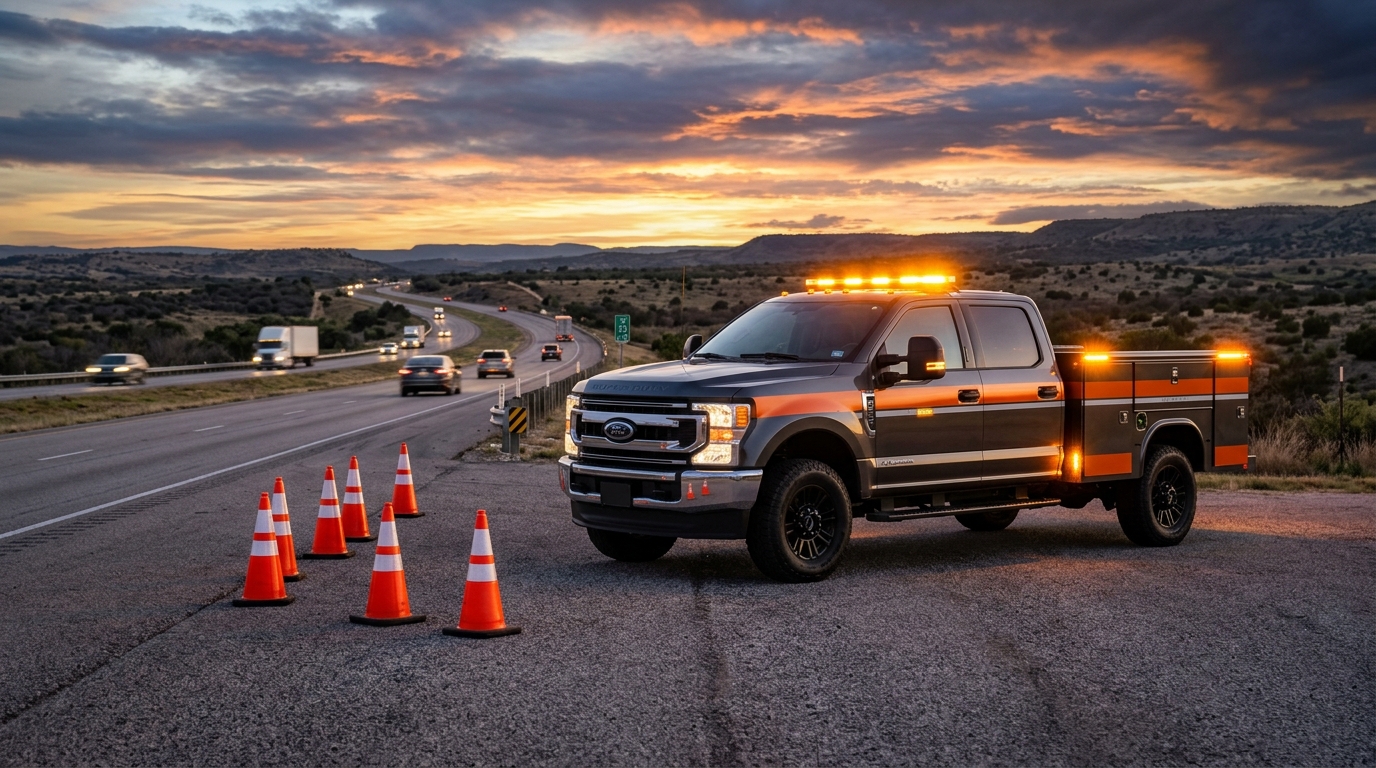 Camino Roadside Assistance Rapid Response Patrol Truck on Highway Patrol in Forney, TX
